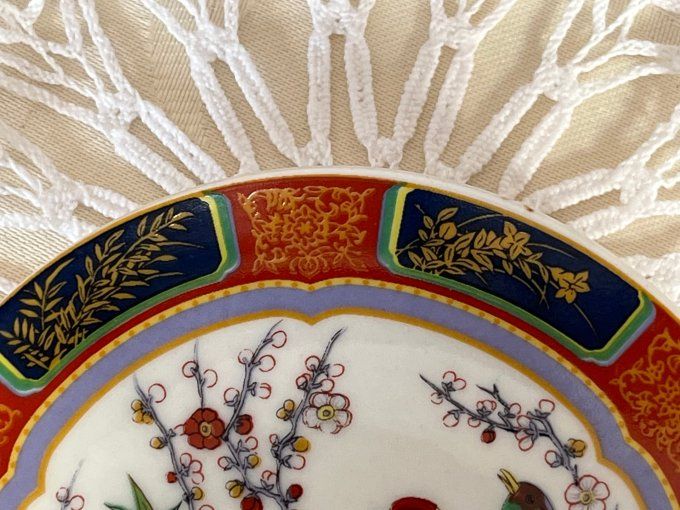 Petite assiette décorative asiatique – Oiseaux du paradis – Reproduction chinoise d’après Noritake