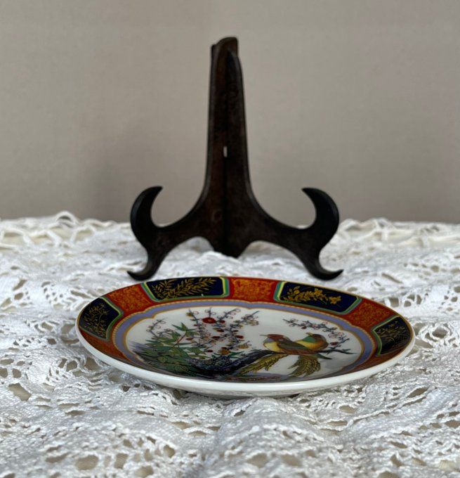 Petite assiette décorative asiatique – Oiseaux du paradis – Reproduction chinoise d’après Noritake