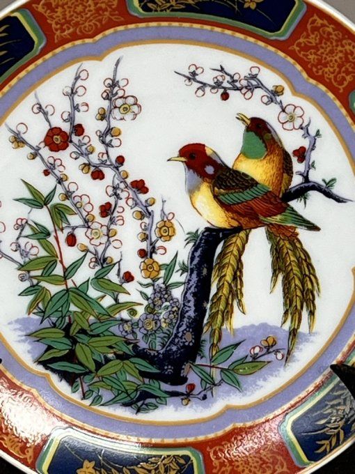 Petite assiette décorative asiatique – Oiseaux du paradis – Reproduction chinoise d’après Noritake