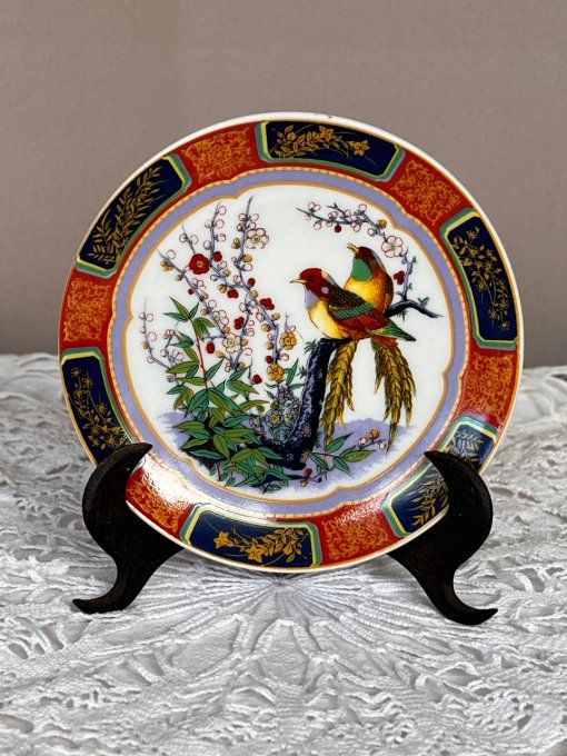 Petite assiette décorative asiatique – Oiseaux du paradis – Reproduction chinoise d’après Noritake