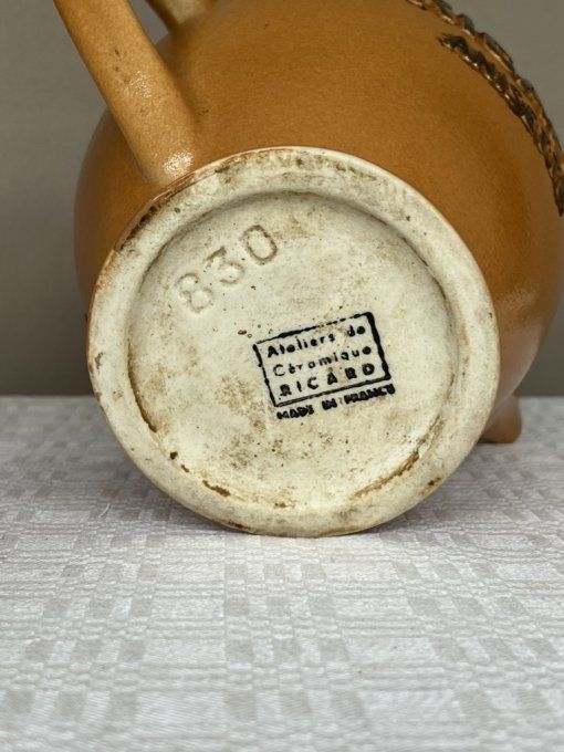 Pichet Ricard Anisette des ateliers de céramique Ricard, estampillé, Vintage, et 2 verres