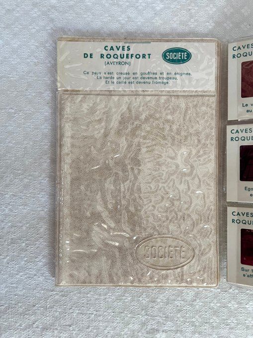 Plaquette publicitaire avec diapositives des caves de Roquefort, Société, Aveyron, vintage