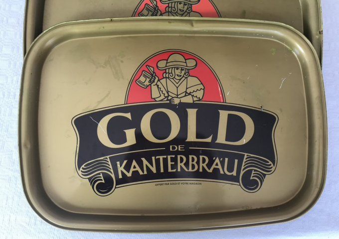 Plateau publicitaire de la brasserie Gold Kanterbrau, collection, vintage