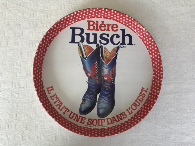 Plateau publicitaire en métal de la bière Busch, collection,