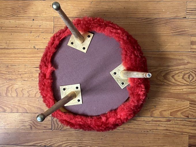 Pouf, tabouret moumoute vintage