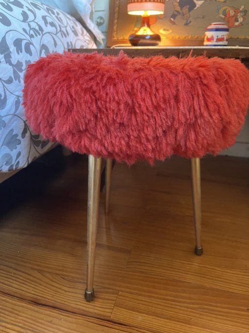 Pouf, tabouret moumoute vintage