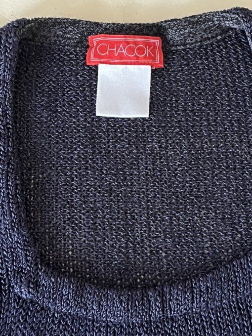 PULL/HAUT Maille Fine VINTAGE Bleu Marine CHACOK Style Cloche. Taille L – Made In France