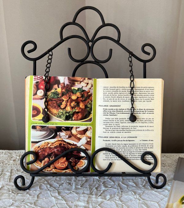 Pupitre repose-livre pliable en fer forgé, porte-recette, chevalet d'exposition
