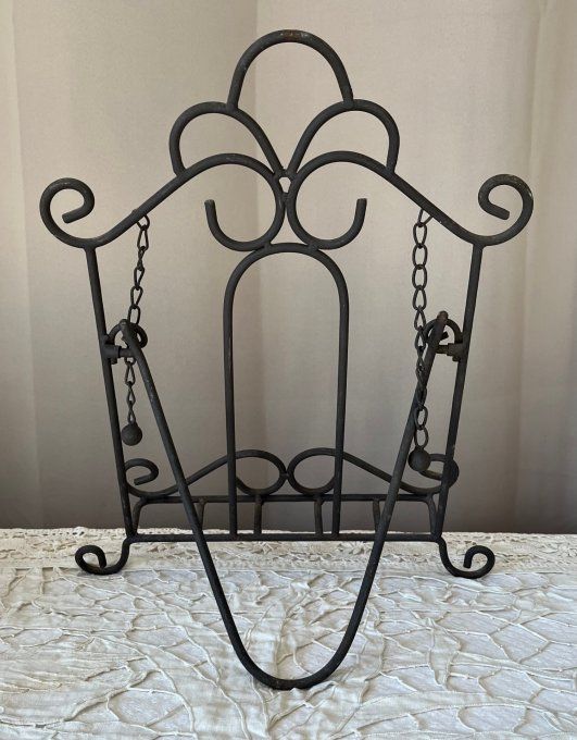 Pupitre repose-livre pliable en fer forgé, porte-recette vintage