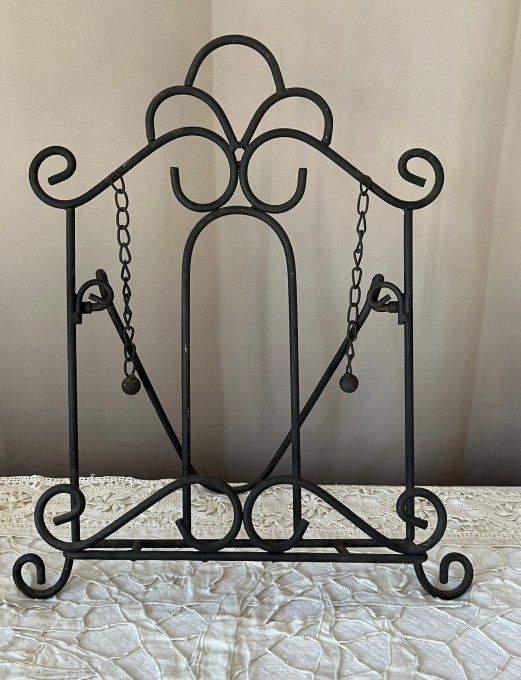 Pupitre repose-livre pliable en fer forgé, porte-recette vintage