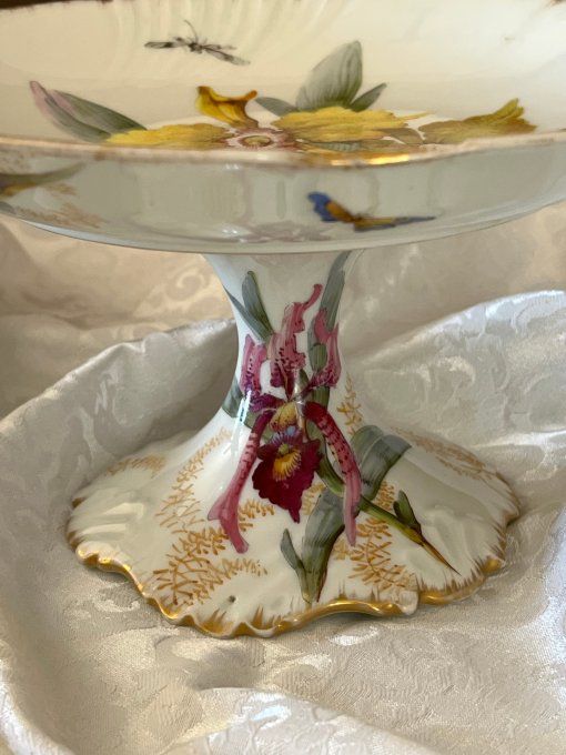 Rare ! Compotier ancien en porcelaine de Limoges - Jean Pouyat - Maison Jules Étienne Paris