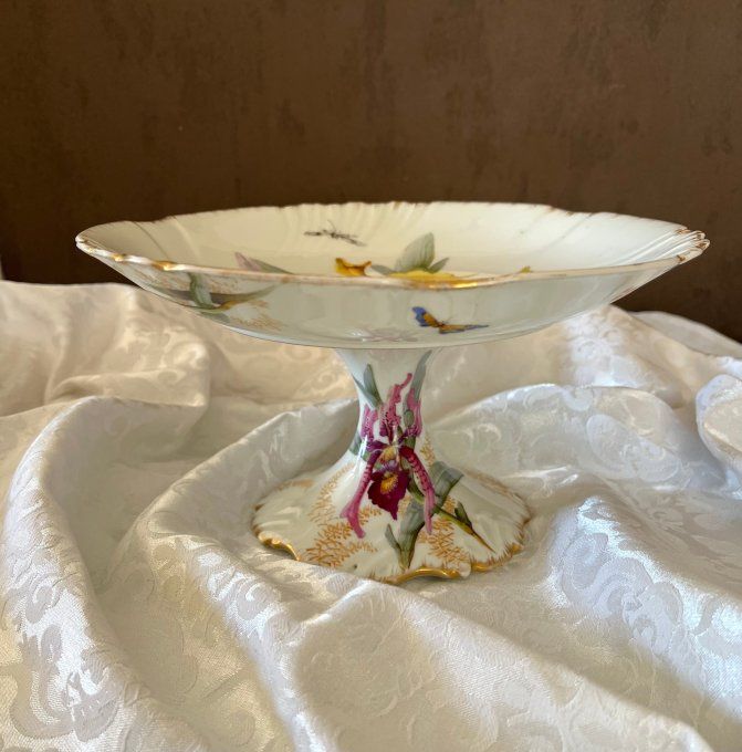 Rare ! Compotier ancien en porcelaine de Limoges - Jean Pouyat - Maison Jules Étienne Paris