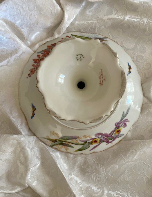 Rare ! Compotier ancien en porcelaine de Limoges - Jean Pouyat - Maison Jules Étienne Paris