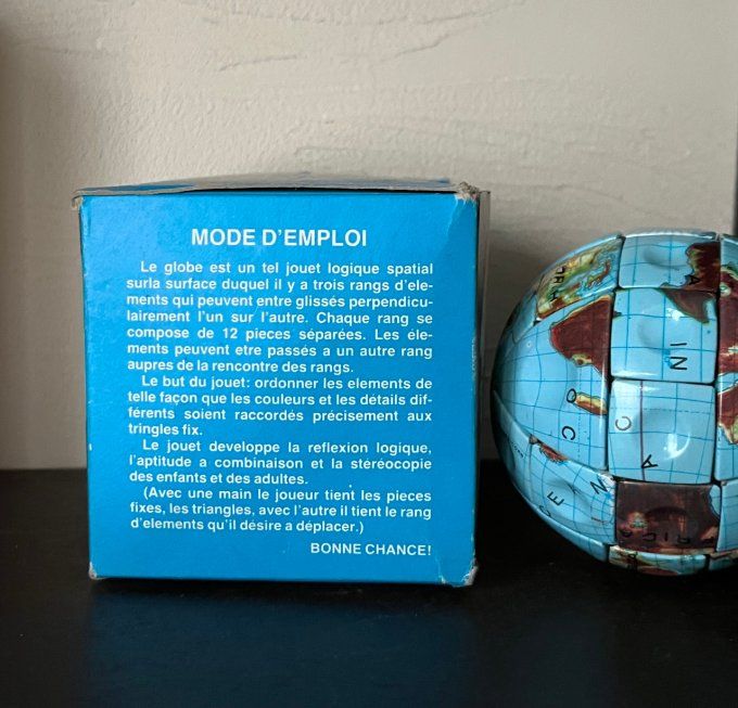 Rare ! Globe magique avec sa boite,  jeu de logique de type Rubik's cube, Vintage