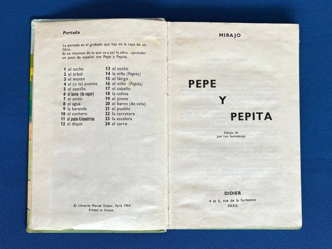 Rare, Livre scolaire vintage "Pepe y Pepita" Mirajo - Apprentissage Espagnol - Édition 1964