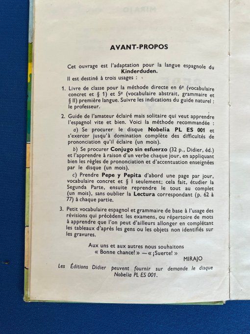 Rare, Livre scolaire vintage "Pepe y Pepita" Mirajo - Apprentissage Espagnol - Édition 1964