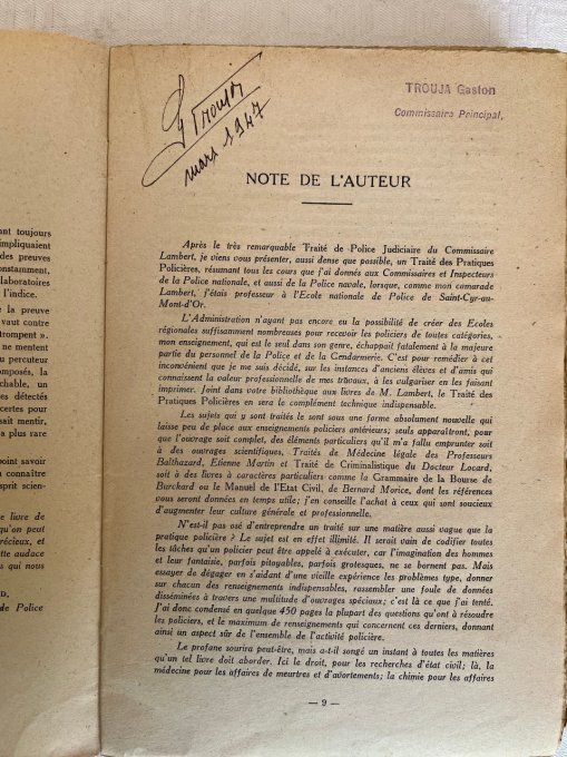 Rare ! Traité des pratiques policières, R. Borel, 1946