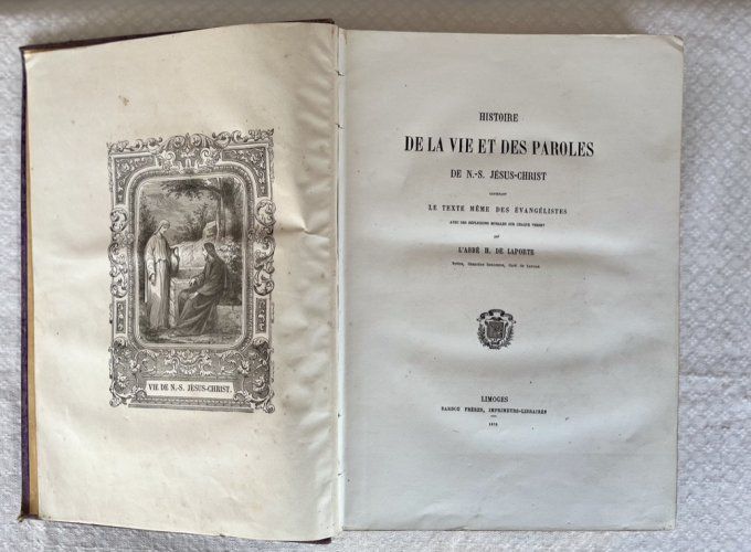 RARE, Très vieux livre, Histoire de la vie et des paroles de N.-S. Jésus Christ, 1873