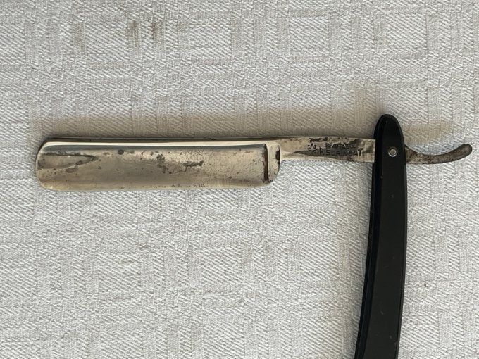 Rasoir droit, ancien coupe choux SERINDAT, avec étui