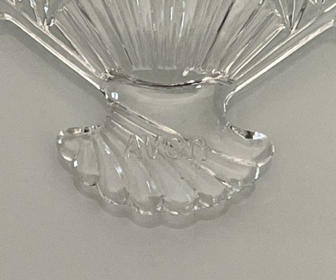 Ravier, vide poche en verre pressé en forme d'éventail, marque Avon, vintage