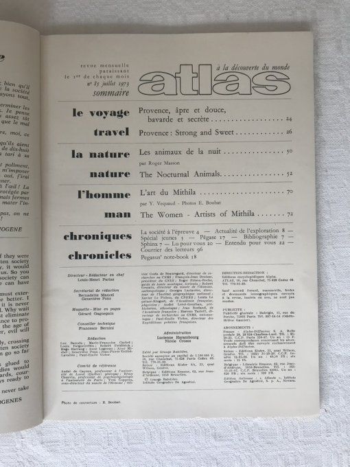 Revue Atlas Air France, N° 85, 1973 + Menu Air France, Paris Bucarest 1971