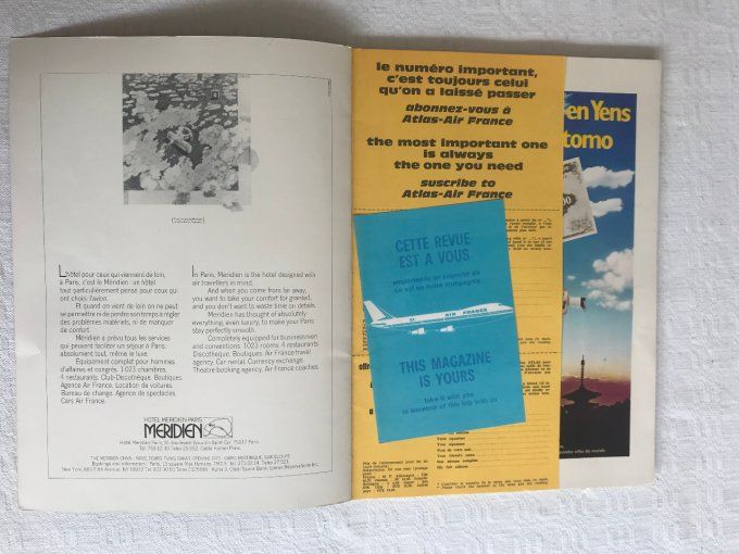 Revue Atlas Air France, N° 85, 1973 + Menu Air France, Paris Bucarest 1971