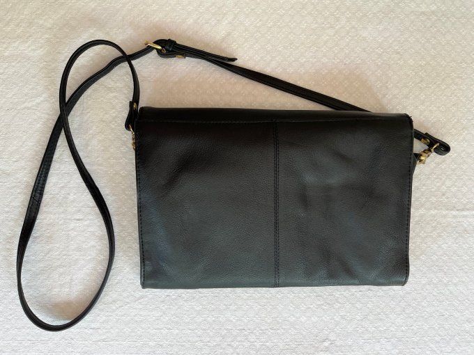 Sac à main en cuir noir, pochette Burton