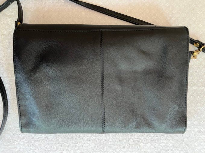 Sac à main en cuir noir, pochette Burton