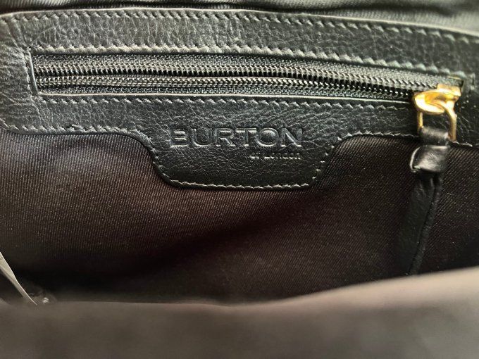 Sac à main en cuir noir, pochette Burton