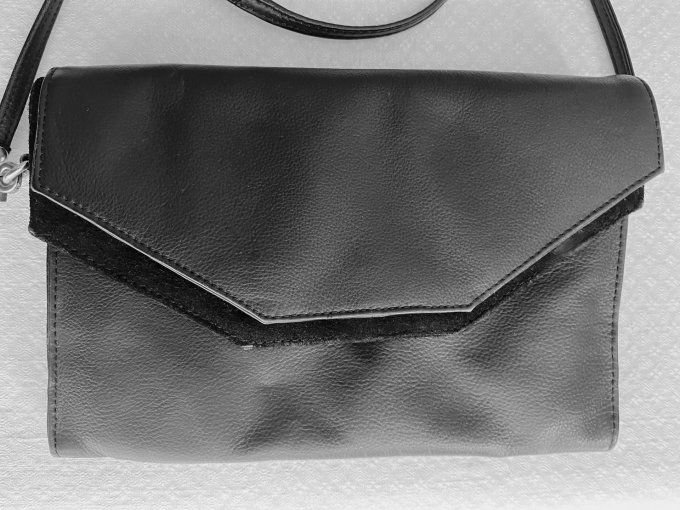 Sac à main en cuir noir, pochette Burton