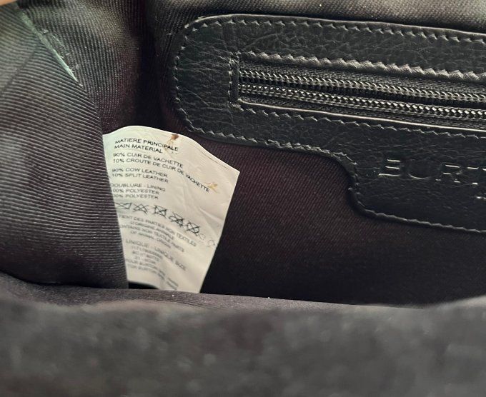 Sac à main en cuir noir, pochette Burton