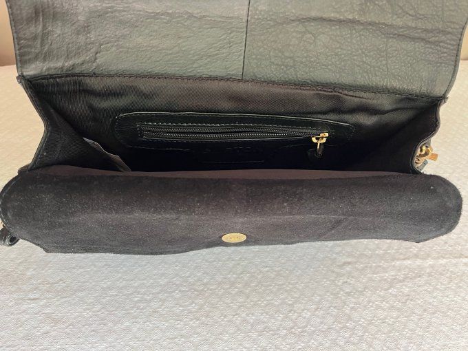 Sac à main en cuir noir, pochette Burton