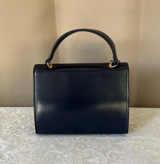 Sac à main vintage des années 60 bleu marine