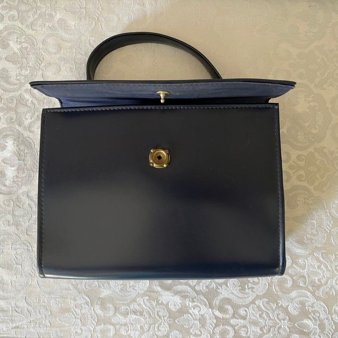 Sac à main vintage des années 60 bleu marine