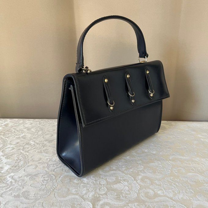 Sac à main vintage des années 60 bleu marine