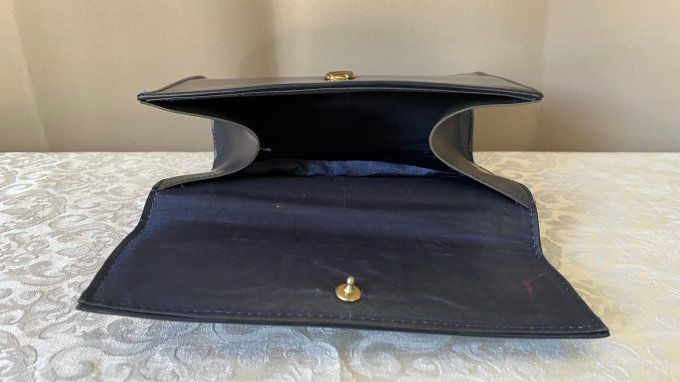 Sac à main vintage des années 60 bleu marine