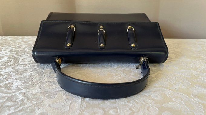 Sac à main vintage des années 60 bleu marine