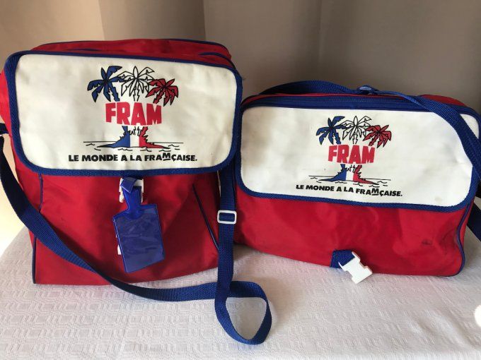 Sac de voyage Fram, avec rabat, Années 80, Modèle rare !