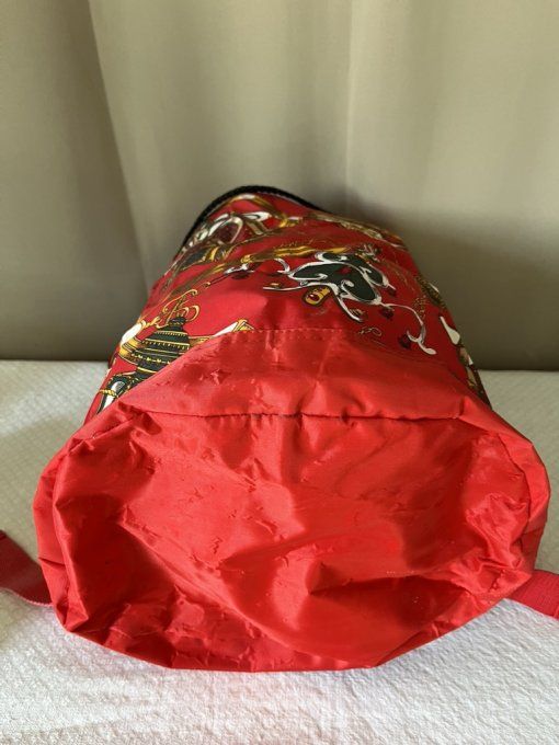 Sac marin sac à dos vintage imprimé équestre rouge style Hermès