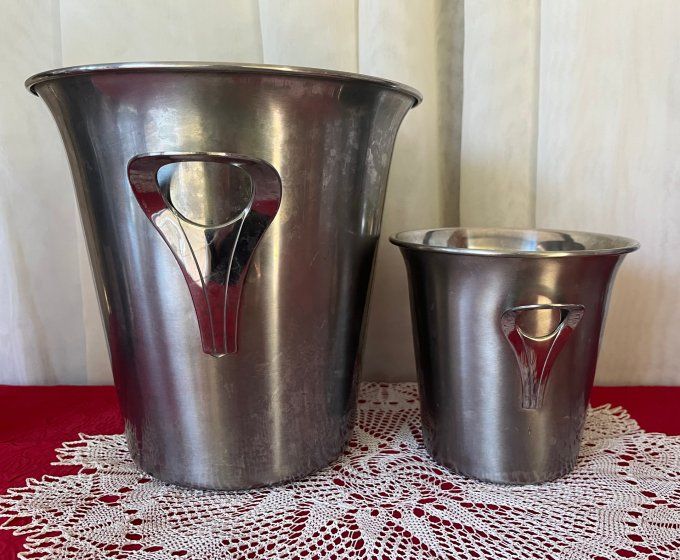 Seau à champagne et seau à glace, duo assorti, Guy Degrenne