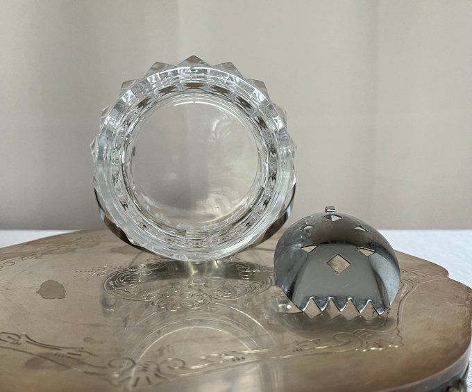 Seau à glace, cristal d'Arques avec sa cuillière à glaçons Fabiora, Vintage