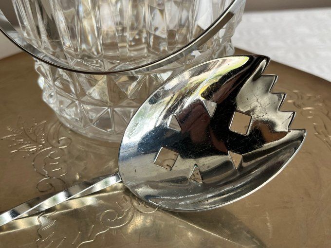 Seau à glace, cristal d'Arques avec sa cuillière à glaçons Fabiora, Vintage