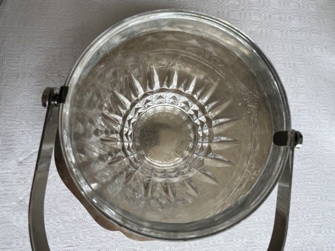 Seau à glace, cristal d'Arques avec sa cuillière à glaçons Fabiora, Vintage