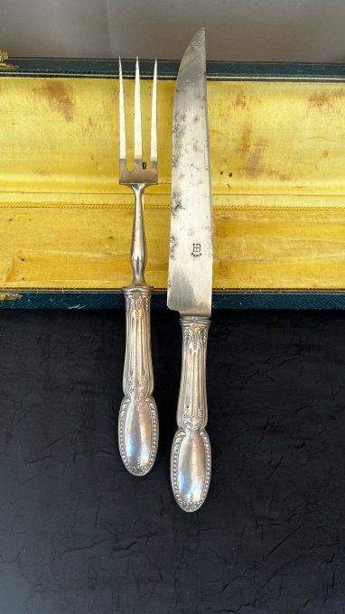 Service à gigot ancien - Style Louis XVI - Boîte d'origine - Argenterie Paris début XXe