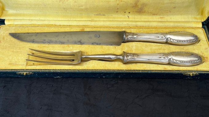 Service à gigot ancien - Style Louis XVI - Boîte d'origine - Argenterie Paris début XXe