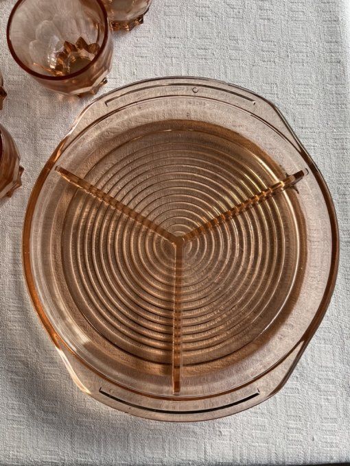 Service Rosaline, 16 pièces, carafe, verres, plat, plateau, ...  art déco, années 50