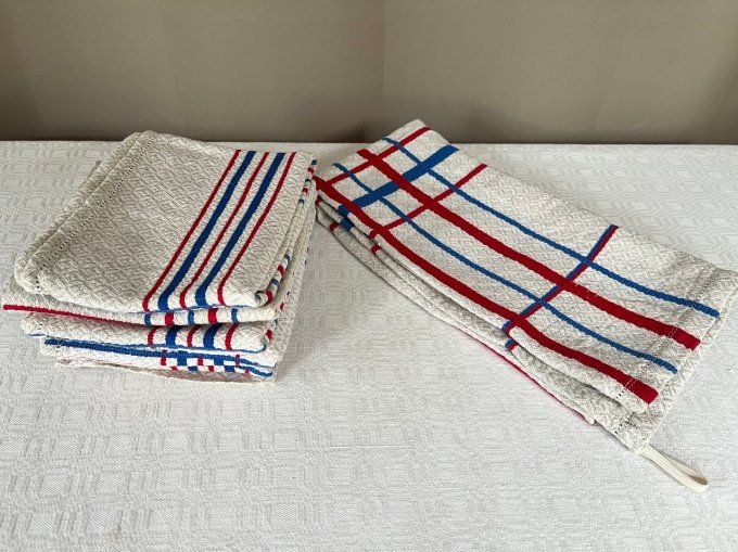 Serviettes de table en coton damasé de style Basque