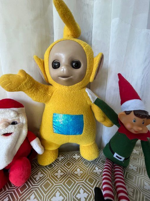 SOUVENIR ANNÉES 90 ! Grande Peluche Télétubbies Laa-Laa, yeux dormeurs, 37 cm