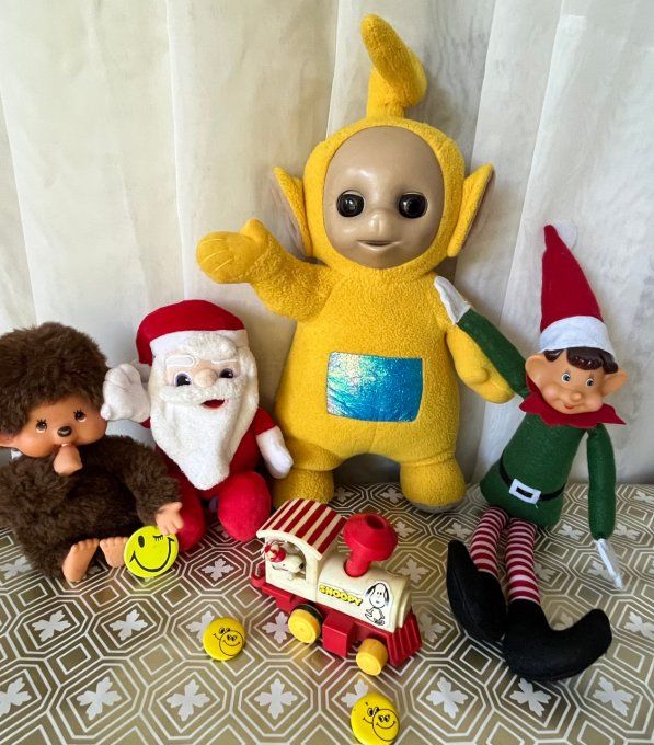 SOUVENIR ANNÉES 90 ! Grande Peluche Télétubbies Laa-Laa, yeux dormeurs, 37 cm