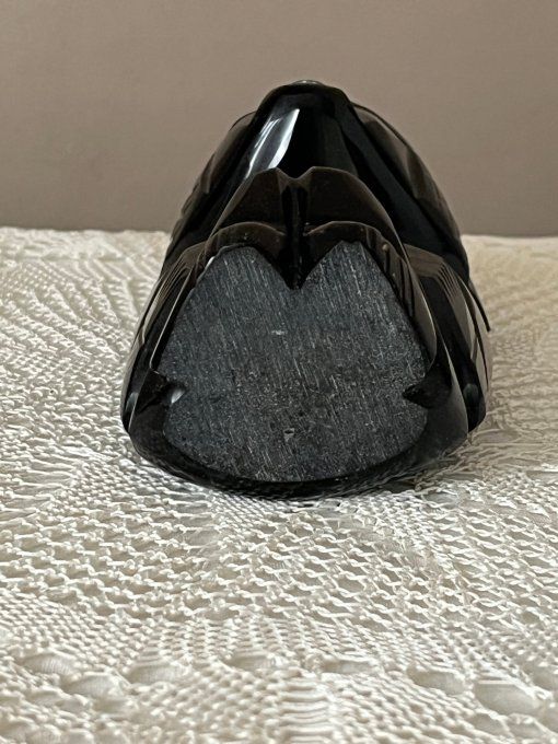 Statuette Gardien en Stéatite Noire & Reflets Argentés